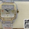 Santos De Cartier Diamond Numeric Color Dial Yellow Gold 1:1 Best Edition AMG Factory Swarovski Stone