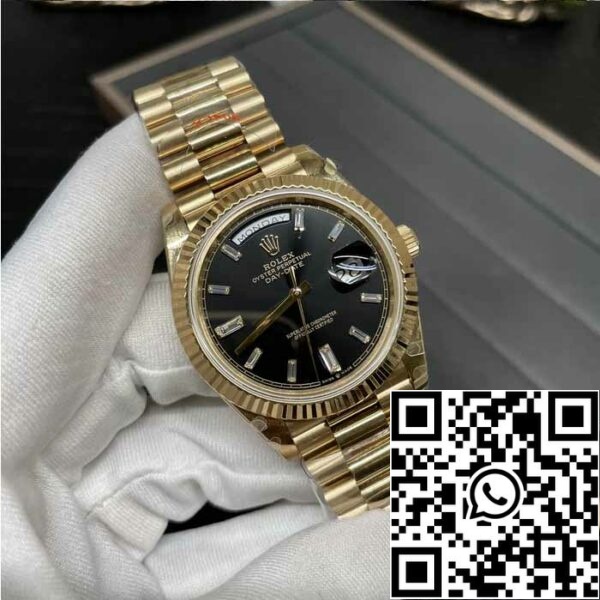 z5337726448353 3ed0ce1b868b92cc467eb3b2a5e67052 Rolex Day Date 40 M228238 -0004 fekete gyémánt számlap 1:1 Best Edition GM Factory V3 ellensúlyos verziója