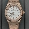 z5345625138319 f04e52cfb5781eed2a82f4182137d06c Audemars Piguet 15454OR.GG.1259OR.01 Frost Gold 1:1 best edition APS Factory Cadran alb Aur roz