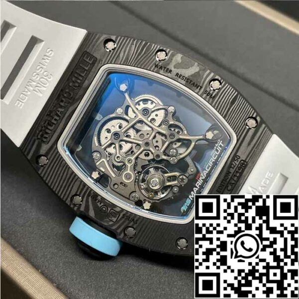 z5358487447583 8dff60a01bf6c56feee6d3801e55b917 RICHARD MILLE RM055 NTPT Carbon Fiber 1:1 Best Edition BBR Factory [V3] White Rubber Strap