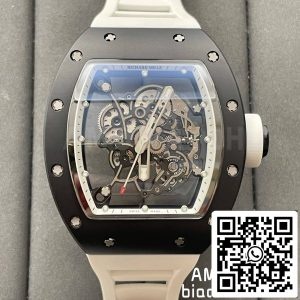 BBRファクトリー [V3] RICHARD MILLE RM055 RM-055 ブラックセラミックケース ホワイトラバーストラップ