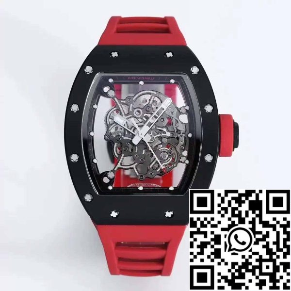 z5358491029366 94ffda114ddc2eb6eeec54aa1e81761c BBR Factory [V3] RICHARD MILLE RM055 RM-055 Črno keramično ohišje Rdeč gumijast trak