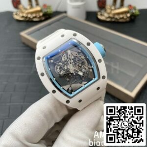 RICHARD MILLE RM055 ホワイトセラミックケース 1:1 Best Edition BBR Factory [V3] ホワイトラバーストラップ