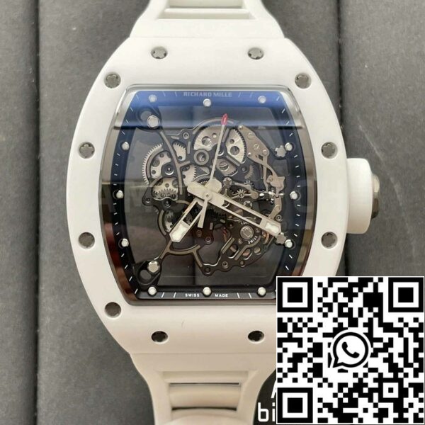 z5358494583095 7afad59b063d8c8266b4a9335c5a8246 RICHARD MILLE RM055 ホワイトセラミックケース 1:1 ベストエディション BBRファクトリー [V3] ラバーストラップ