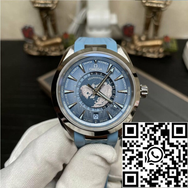 z5412647401689 c256bf4e156765f0c93d2925b195a998 Omega Seamaster Diver 300M 220.10.43.22.03.002 - Edição Especial Comemorativa da Hora Mundial VS Correia de Borracha de Fábrica