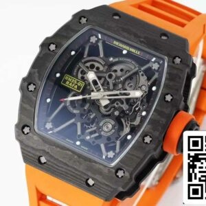 Richard Mille RM35-01 Sonic Factory 1:1 Best Edition Черный карбон NTPT Оранжевый резиновый ремешок