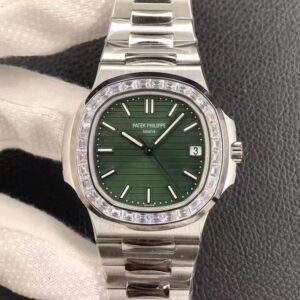 Patek Philippe Nautilus 5711 Olive Green with T-Cut Diamonds 1:1 Best Clone 3K Factory Newest Version