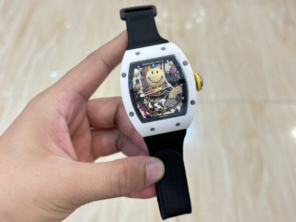 i1733765321 7251 4 1 Richard Mille RM88 Smiley V2 Ceramic Case 1:1 Best Clone Black Velcro Strap