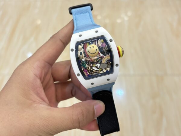 i1733765662 7731 5 1 Richard Mille RM88 Smiley V2 Ceramic Case 1:1 Best Clone Blue Velcro Strap