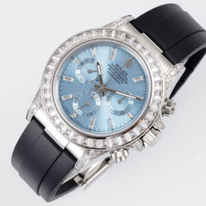 Rolex Daytona Rainbow Ice Blue Dial 40mm 1:1 Best Clone EF Factory Rubber Strap