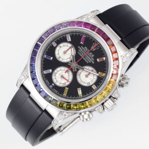 Rolex Daytona Rainbow Black Dial 40mm 1:1 Best Clone EF Factory Silver Stainless Steel