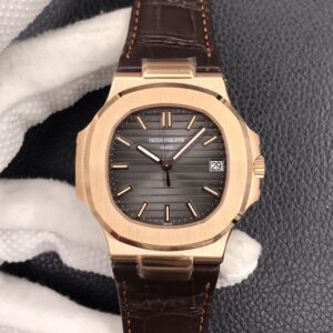 Patek Philippe Nautilus 5711R-001 Rose Gold 1:1 Best Clone 3K Factory Newest Version Leather Strap