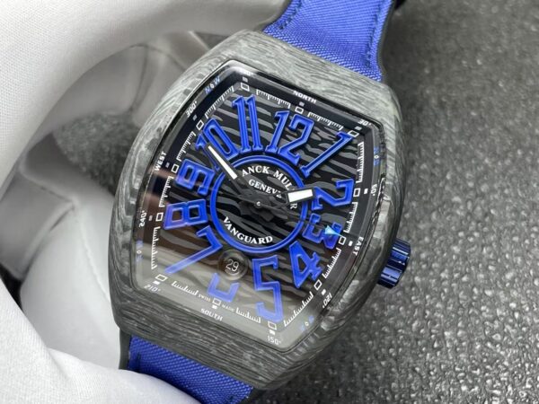 Franck Muller Vanguard V45 Carbon Fiber 1:1 Best Clone Blue Strap