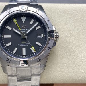 Breitling Avenger Automatic GMT 44 BLS Factory 1:1 Best Clone Grey Dial Yellow Pointer SS