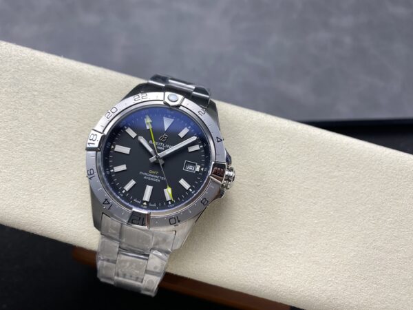 Breitling Avenger Automatic GMT 44 BLS Factory 1:1 Best Clone Grey Dial Yellow Pointer SS