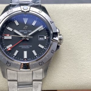 Breitling Avenger Automatic GMT 44 BLS Factory 1:1 Best Clone Grey Dial Stainless Steel Strap