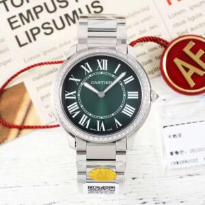 Cartier Ronde Must De Cartier 36mm Custom Diamond 1:1 Best Clone AF Factory Green Dial